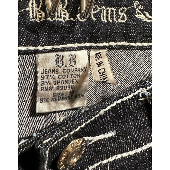 B.B. Jeans Denim Dark Wash Y2K Straight Leg Embellished Pants - Picture 6 of 6